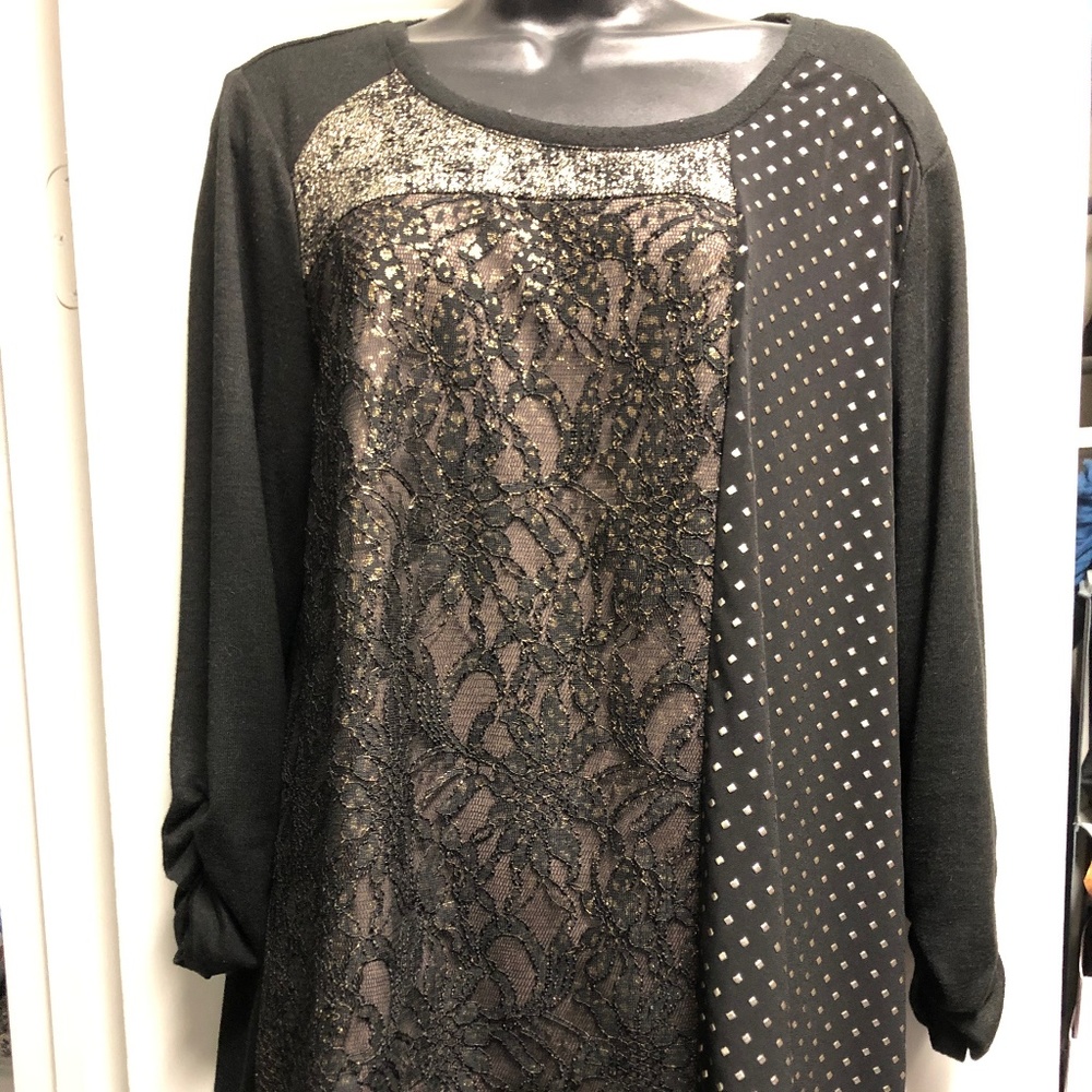 Black, Gold and Silver Metallic Sweater